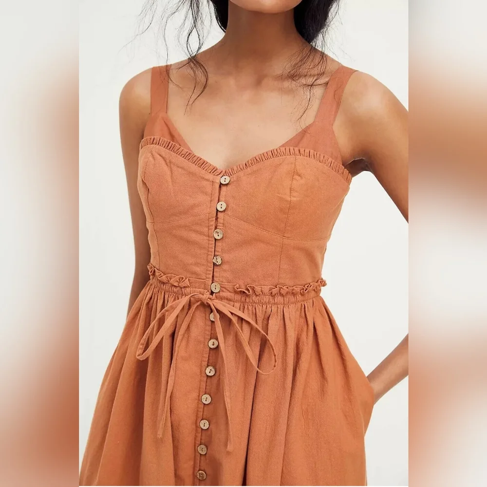 NWT Free People Cotton Midi Dress - Small Petite - Picture 2 of 15